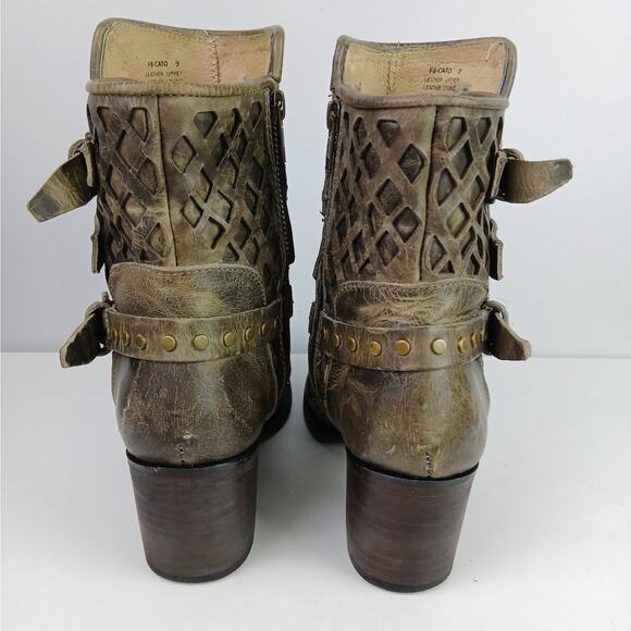 Freebird SZ 9 Cato Leather Buckle Mid-Calf Boots in Stone Distressed - Picture 4 of 11